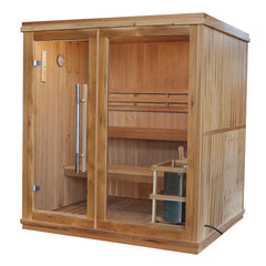 SunRay Charleston 4-Person Canadian Hemlock Traditional Sauna 6kW