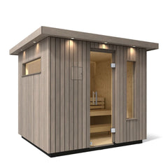 5-Person Outdoor Sauna | Kohler C2 Outdoor Sauna Kit, Weathered Grey Spruce