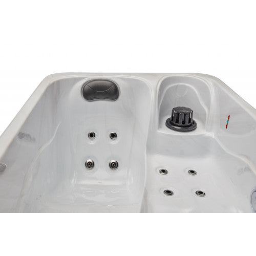 Luxury Spas cashmere 2-person hot tub with a sleek design and soothing water jets