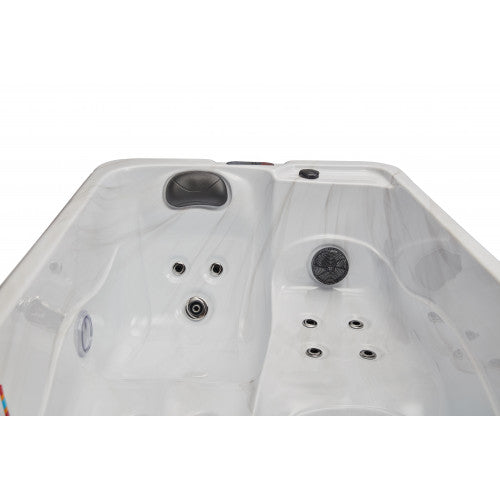 Luxury Spas cashmere hot tub for two, featuring a spacious design with soft curves and modern finish.