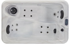 Luxury Spas cashmere 2-person hot tub with a sleek design and soft, luxurious seating