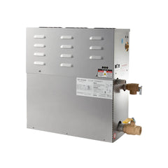 Mr.Steam CT12E 12kW commercial steam generator in sleek stainless steel, featuring Autoflush system and Aromasteam
