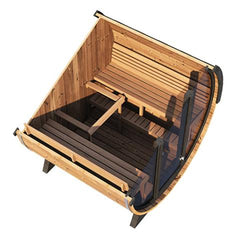 SaunaLife EE8G 6-person outdoor barrel sauna made of thermo-spruce wood with a 7'7'' diameter