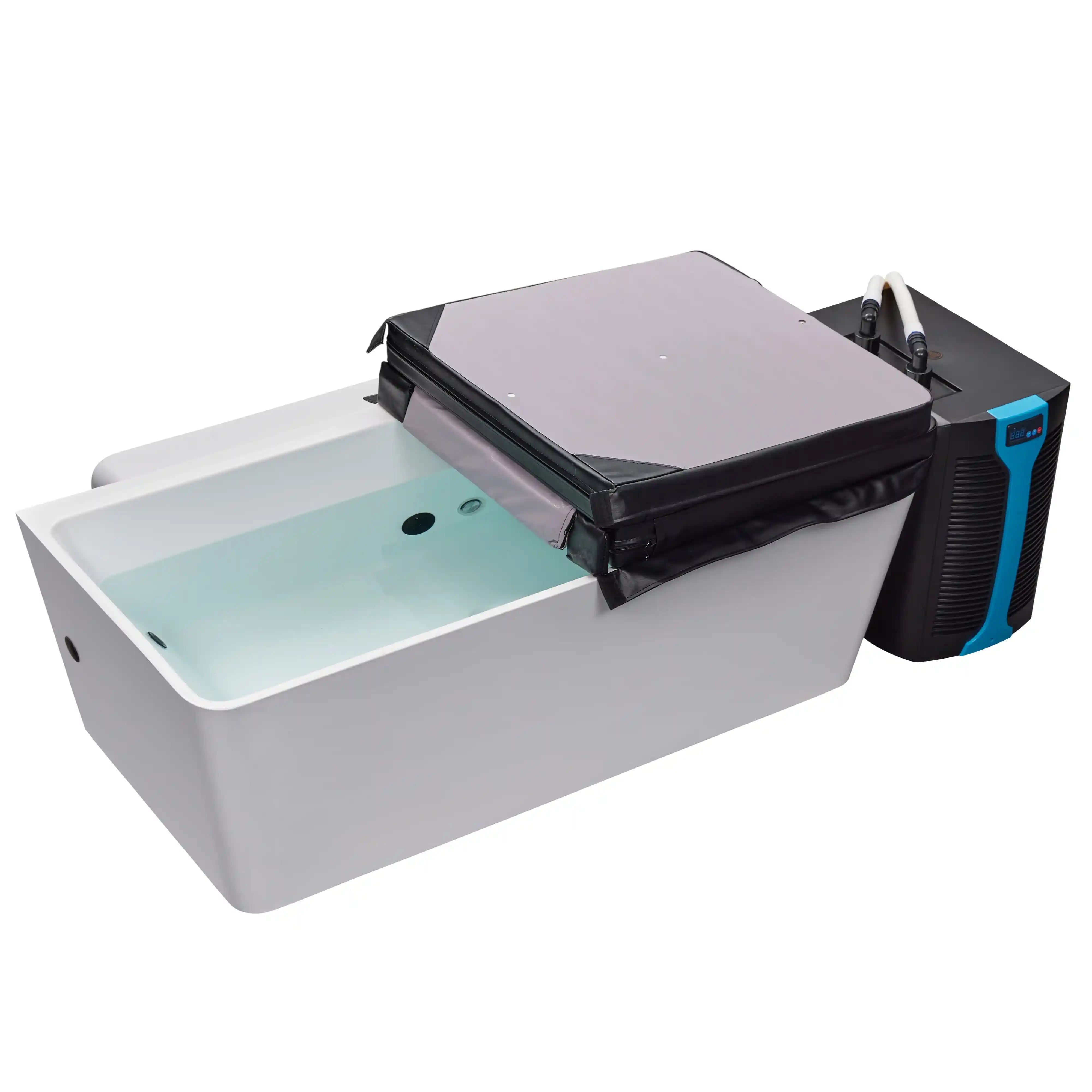 Luxury Spas Cold Plunge Pro XL tub with chiller, sleek design, light blue color, perfect for wellness retreats