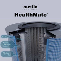 Austin Air HealthMate air purifier in sandstone color, designed for improved air quality and wellness.