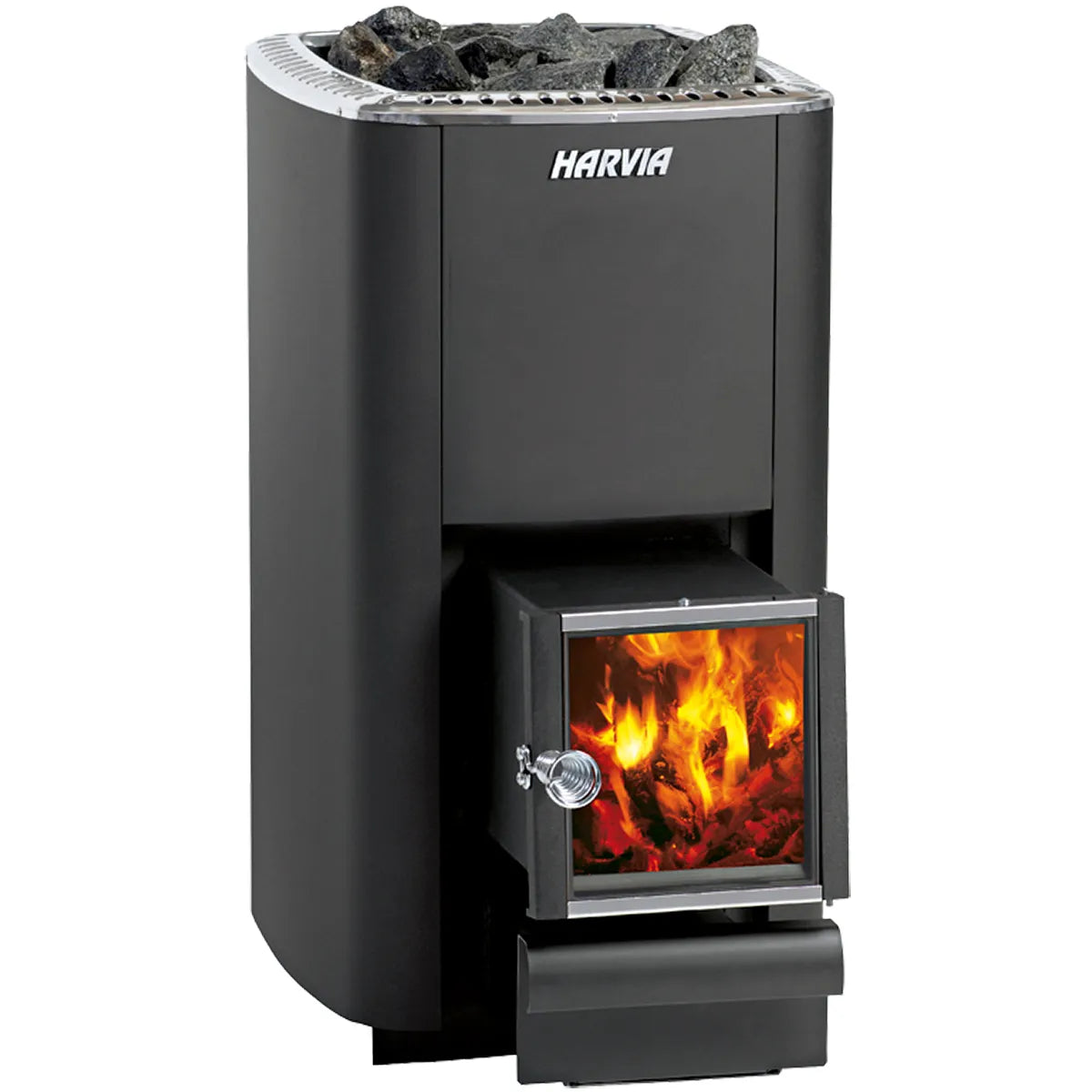 Harvia M3 SL wood-burning sauna stove in stainless steel with exterior feed and 16.5kW heating capacity