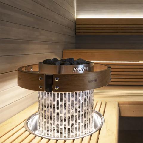 Harvia Cilindro PC stainless steel electric sauna heater with large stone capacity, suitable for commercial use