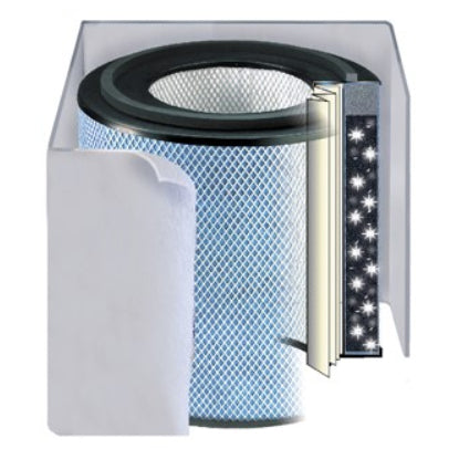 White Austin Air HealthMate Plus replacement filter with activated carbon, suitable for air purifiers