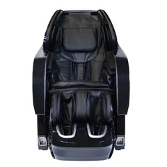 Kyota Yosei M868 4D massage chair in black leather with adjustable settings for targeted relief and relaxation.