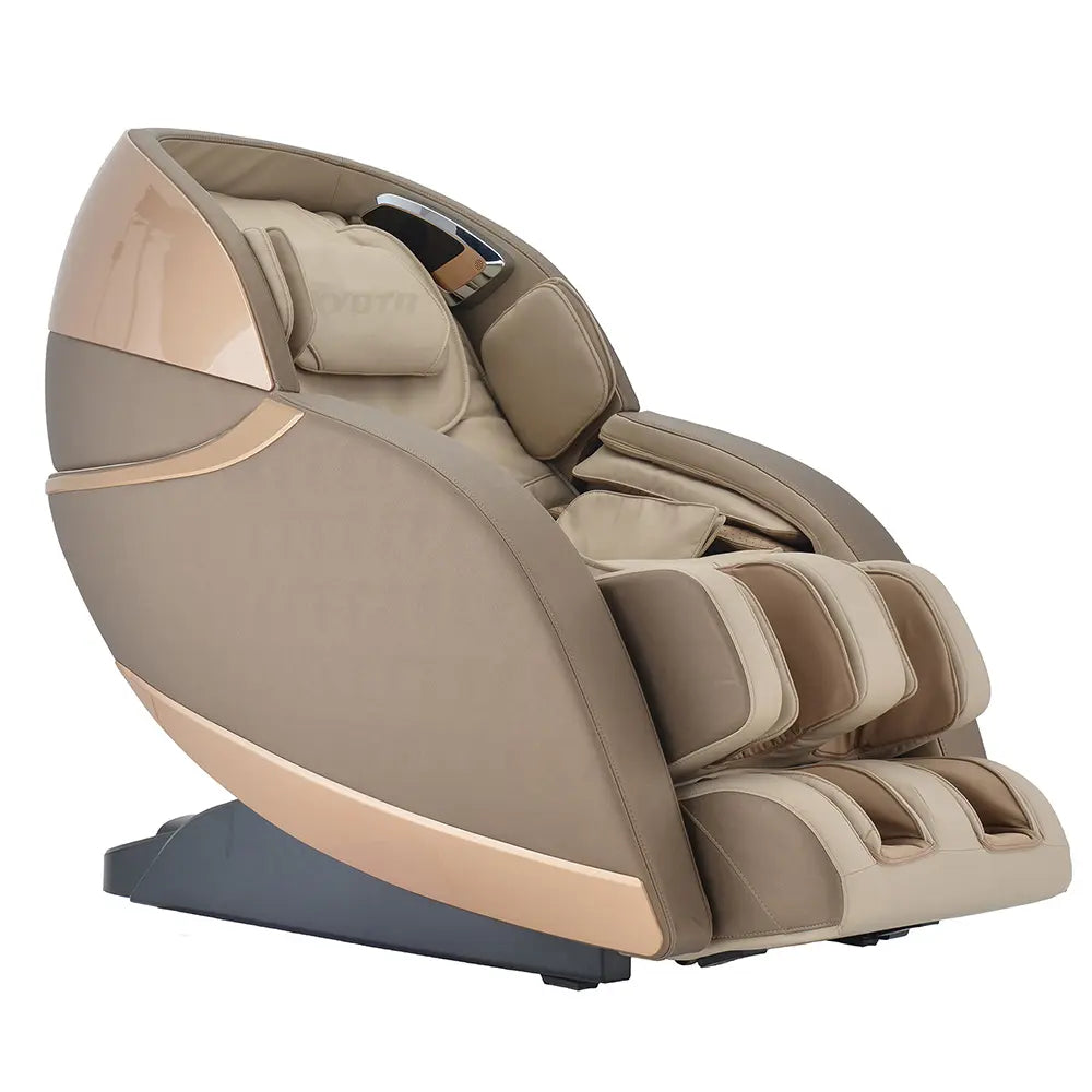 Kyota Kansha M878 4D massage chair in grey and black with ergonomic design and advanced massage features for relaxation.