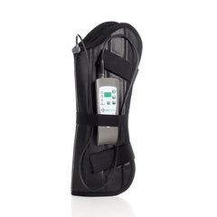 Black OMI Equine PEMF front leg wrap for horses, designed for therapy and support