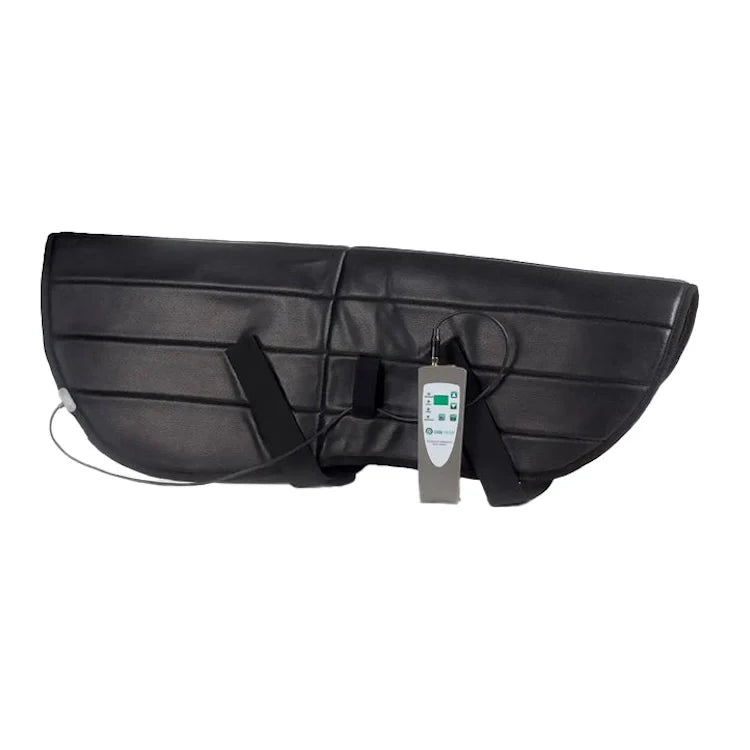 OMI Equine PEMF therapy wrap for horse neck, black fabric with adjustable straps for targeted relief