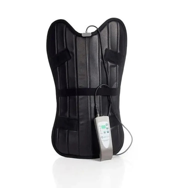 OMI Equine PEMF rear leg wrap for horses with adjustable straps in black fabric