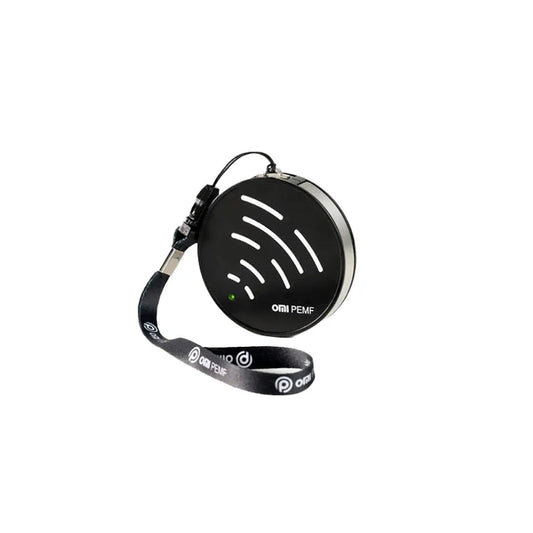 Portable OMI PEMF Medallion device with sleek design for localized PEMF therapy