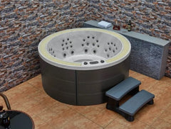 Luxury Spas Oscar 6 Person Hot Tub with sleek design and blue interior seating