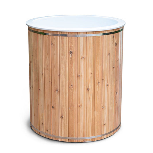 150-gallon cedar cold plunge tub by Dundalk in barrel style