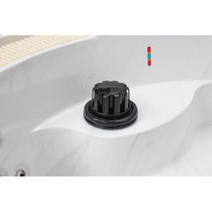 Luxury Spas Oscar hot tub for six, featuring a sleek design and ergonomic seating in a contemporary gray finish.