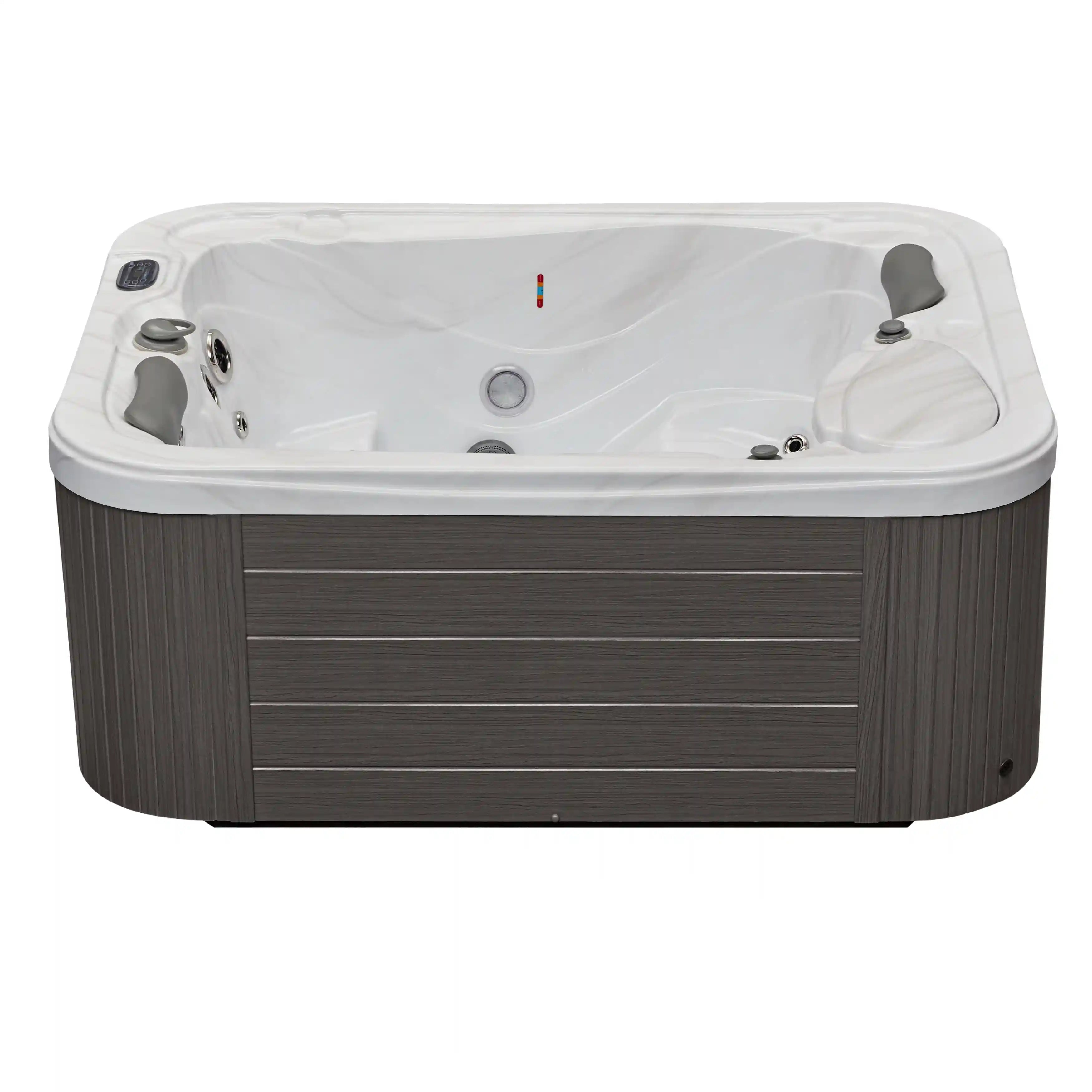 Luxury Spas Casey 3-person hot tub with a soothing jet system and sleek gray acrylic finish