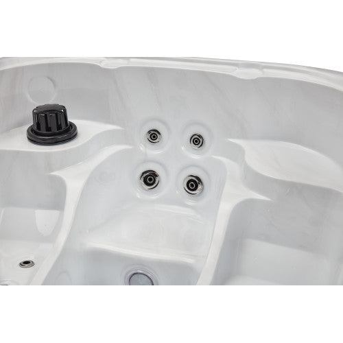 Luxury Spas Largo 3-person hot tub with modern design and built-in LED lights, ideal for relaxation and wellness.