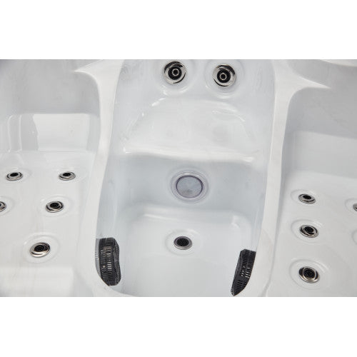Luxury Spas Largo 3-person hot tub in sleek gray finish with built-in jets and comfortable seating