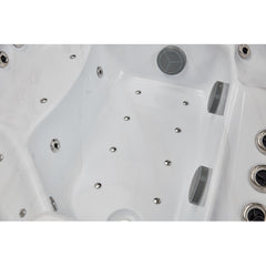 Luxury Spas Danika hot tub seating five, featuring a modern design and soothing water jets in a sleek gray finish