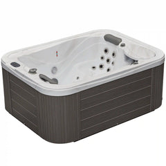 Luxury Spas Casey 3-person hot tub with a sleek design and soothing water jets, ideal for relaxation.