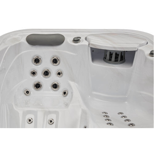 Luxury Spas Casey 3 Person Hot Tub with built-in jets and sleek design in a modern gray finish