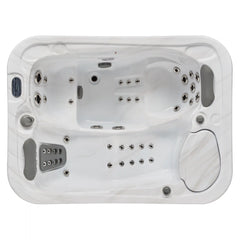 Luxury Spas Casey 3-person hot tub with sleek design and relaxing jets, perfect for wellness and self-care.