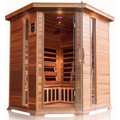 SunRay Bristol Bay 4-Person Corner Cedar Infrared Sauna - Carbon Heaters