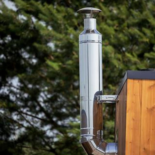 HUUM stainless steel thru-wall chimney kit with a sleek design for efficient venting