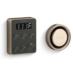 Kohler K-5557 digital thermostat control panel with bronze finish and temperature display.