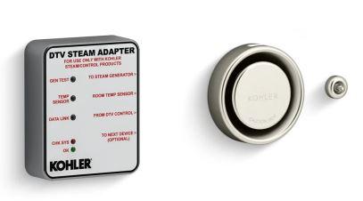 Kohler K-5548-K1 steam control adapter with polished chrome finish and temperature sensor.