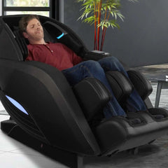 Kyota Yutaka M898 4D massage chair in black with plush upholstery and ergonomic design for optimal relaxation