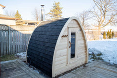 Dundalk 4-person cedar outdoor barrel sauna made from 7x7 Canadian timber