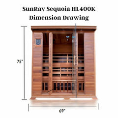 SunRay Sequoia Premium 4-Person Cedar Infrared Sauna - 10 Heaters