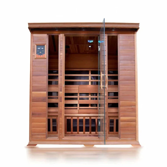 SunRay Sequoia Premium 4-Person Cedar Infrared Sauna - 10 Heaters
