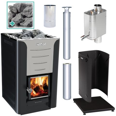 Harvia Pro 20 Deluxe Wood Burning Stove Sauna Heater 24kW Package