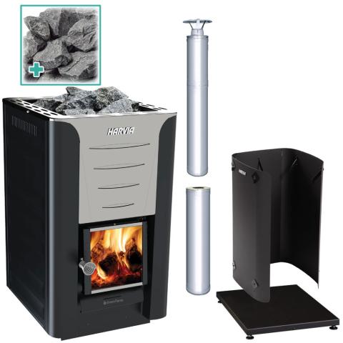 Harvia Pro 20 Wood Burning Stove Sauna Heater 24kW Package