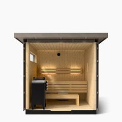 3-Person Outdoor Sauna | Kohler C2 Outdoor Sauna Kit, Weathered Grey Spruce