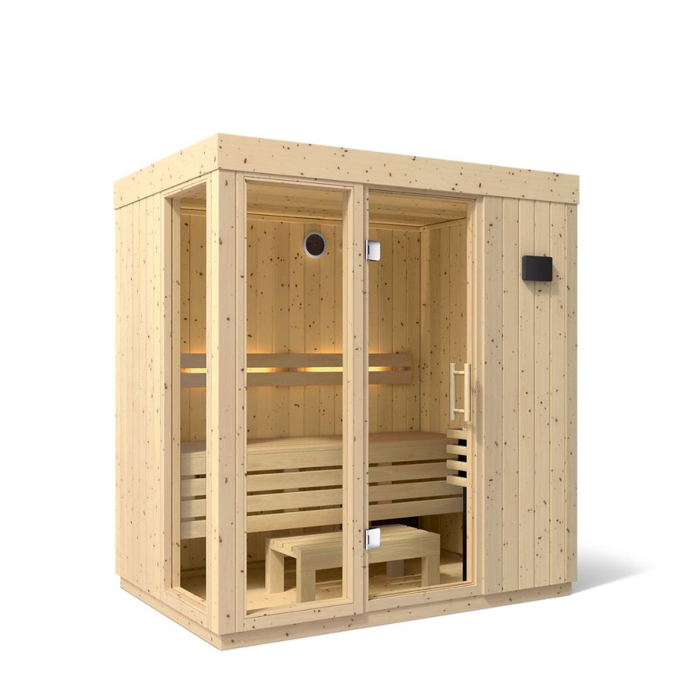 3-person Indoor Sauna | Kohler C1 Indoor Sauna Kit, Scandinavian Spruce