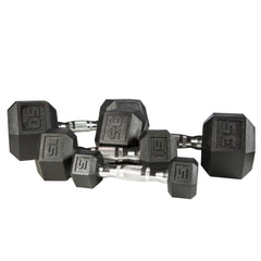 PVC Hex 5- 50LB Dumbbell Set | Chrome Ergo Handle | York Barbell