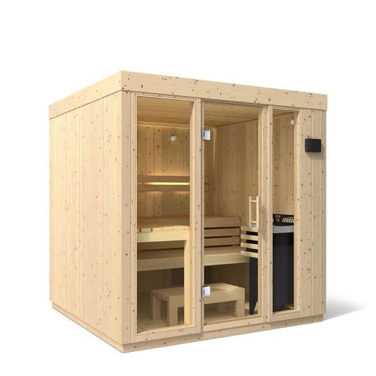 5-person Indoor Sauna | Kohler C1 Indoor Sauna Kit, Scandinavian Spruce