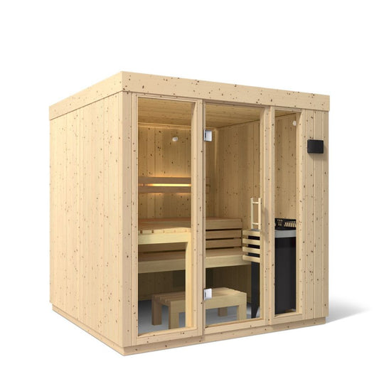 5-person Indoor Sauna | Kohler C1 Indoor Sauna Kit, Scandinavian Spruce