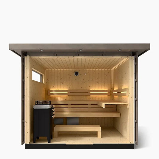 6-Person Outdoor Sauna | Kohler C2 Outdoor Sauna Kit, Weathered Grey Spruce