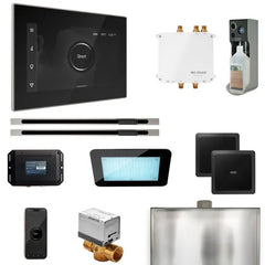 Black steam shower generator package by Mr.Steam with iSteamX control panel and various finish options.