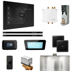 Mr. Steam Bliss Max Linear steam shower package with black digital iSteamX control panel