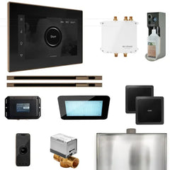 Mr. Steam Bliss Max Linear steam shower generator in black with iSteamX digital control, polished chrome finish