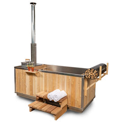 Dundalk Starlight 2 Person Cedar Wood Fired Hot Tub with Heater