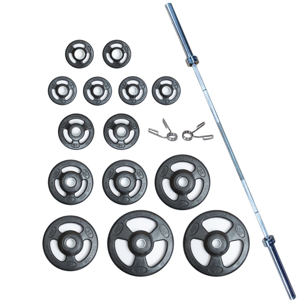 Iso-Grip Rubber-Encased Steel Olympic Plate Set | York Barbell