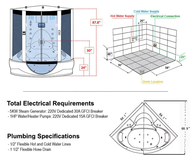 Maya Bath Superior Steam Shower and Tub